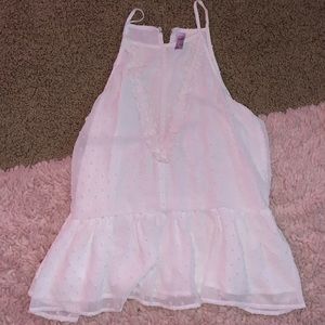 white chiffon and lace halter tank